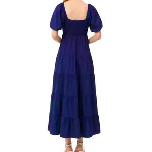 Vintage style Navy Boho  Flowy Layered Fit & Flared Maxi dress Sz Large